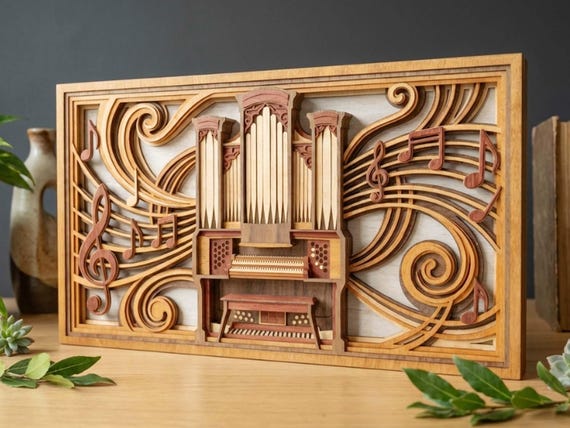 MD64 Cathedral Pipe Organ Wall Art SVG 3D Woodland Laser Cut File