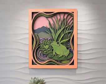 Arquivos SVG de mandala de sapo de madeira em camadas, arquivos de modelo para corte a laser, sapo multinível em várias camadas. SVG. Decoração 3D. Construção Cricut. Em camadas.