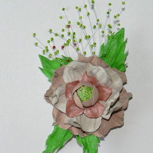 Leather flower brooch Leather roses, handmade leather flower accessory