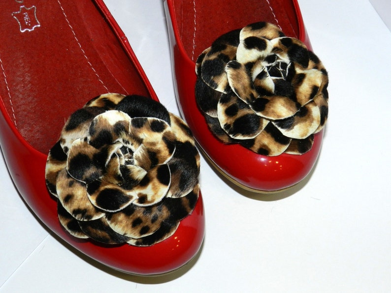 Natural fur Flower shoe clips and broochCamellia shoe clips Etsy