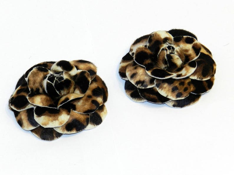Natural fur Flower shoe clips and broochCamellia shoe clips Etsy