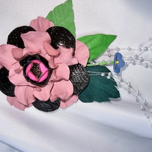 Handmade Leather Rose Brooch: Color Mix Flower Pin