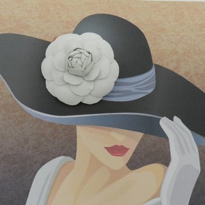 White Leather Camellia Brooch: Elegant Flower Pin