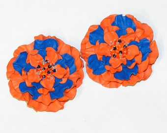 Leren schoenclips roos: geborduurde kristallen bloemaccessoires