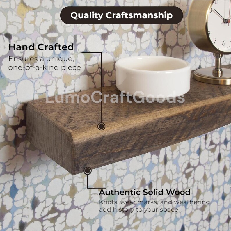 Rustic Farmhouse Reclaimed Wood Floating Shelves, Solid Chunky Wall ...