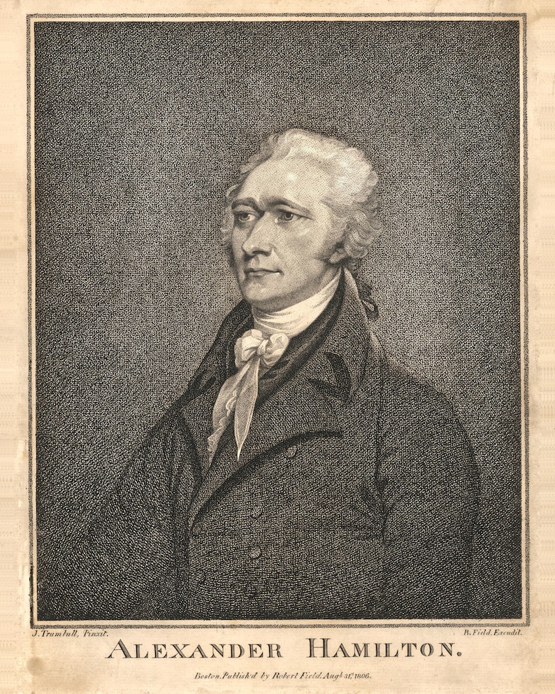 Alexander Hamilton Portrait Digital Print, John Trumbull, 1792, Founding Father Wall Art 8x10