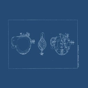 Bushnell American Turtle three-view technical plate in Prussian blue blueprint style