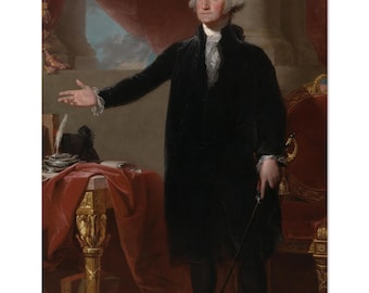 ジョージ・ワシントンの肖像画プリント 8x10インチ、ギルバート・スチュアート・ランズダウン作、建国の父アート