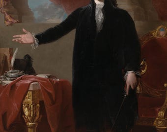 ジョージ・ワシントンの肖像画デジタルプリント、ギルバート・スチュアート・ランズダウン 1796年、建国の父 ウォールアート 8x10