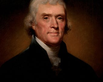 Retrato de Thomas Jefferson, impresión digital, Rembrandt Peale 1800, arte mural de los Padres Fundadores 8x10