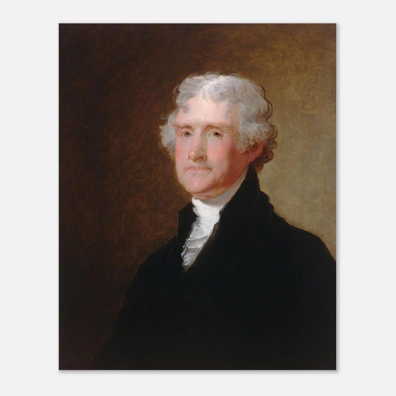 Thomas Jefferson Portrait Print, Gilbert Stuart c.1800, Founding Father Art image 1