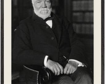 アンドリュー・カーネギーの肖像画、富の福音の引用、実業家の壁掛けアート