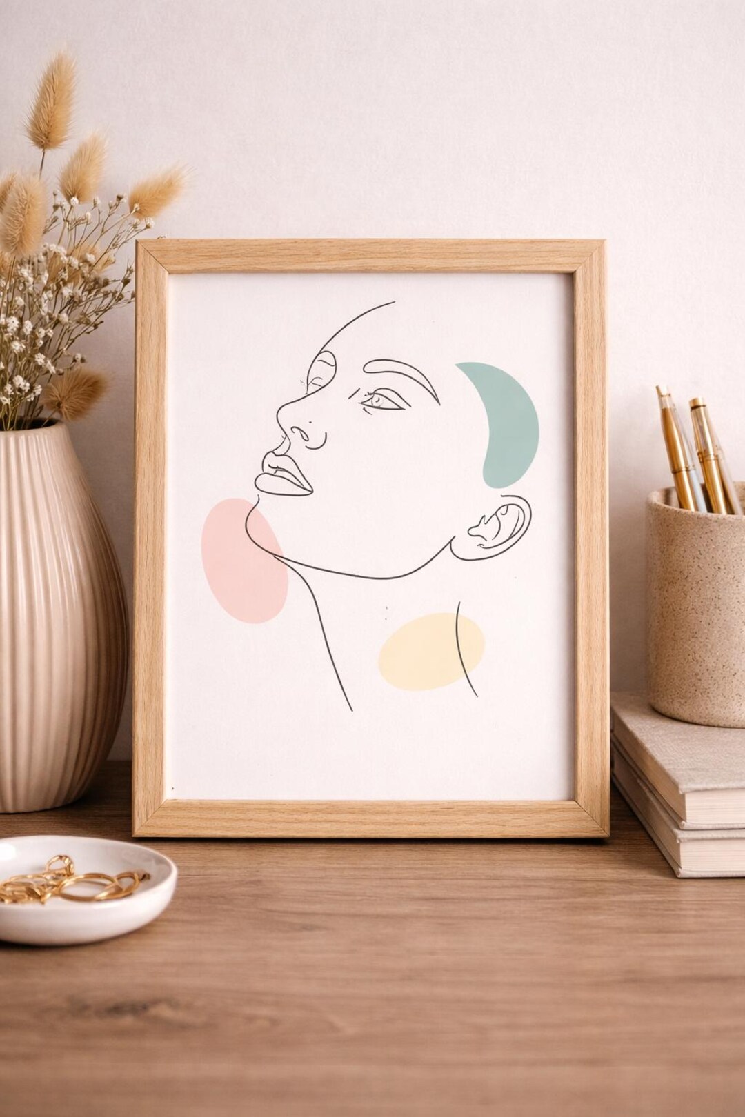Minimalist Face Line Art Print, Abstract Woman Portrait (digital ...