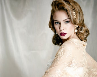 Bolero de novia de encaje, talla grande, chal de novia color champán. Top convertible: bolero, chal, torcido y bufanda. Chal de novia color champán.
