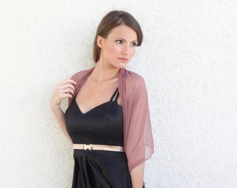 Plus Size Dust Rose Wedding Shawl, Sheer Evening Cover Up