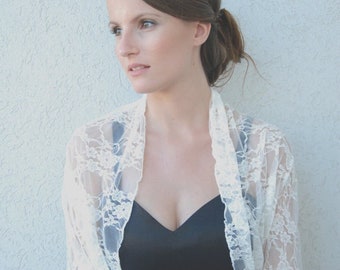 Bridal Lace Shrug, 4 Ways Wrap Bridal Shawl, Bolero For Bride, Wedding Shawl, Bridal Cover Up, White Lace Versatile Shawl, Bridal Wrap Top