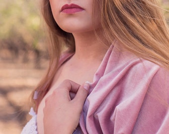 Dust rose Wedding shawl, Bridal Cover Up, Pink Velvet Bridal Bolero, Versatile Shawl- Shawl, Shrug, Crisscross And Scarf. Modest Shrug Wrap