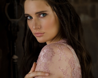 Dust Rose Wedding Lace Shrug, Versatile Bridesmaid Shawl