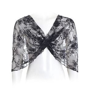 Plus Size Black Lace Shawl. Convertible- Shrug, Shawl, Twisted Shawl And A Scarf. Gift For Her, Gift For Mom, Elegant Cover Up, Prom Shawl
