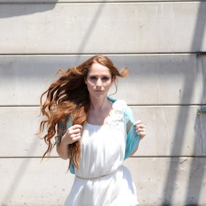 Beach Wedding Bolero. Turquoise Sheer Loop Shawl For Bride. Cover Up For Nautical Wedding, Bridal Shrug, Wedding Shawl