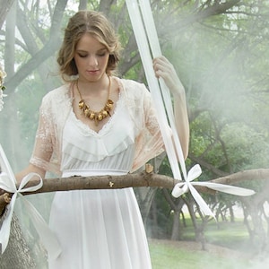 Blush Wedding Lace Shrug, Bridal bolero, Wedding Accessories, Lace Cover Up, Garden Wedding, Wedding Shawl, Blush Lace Wedding Loop Shawl