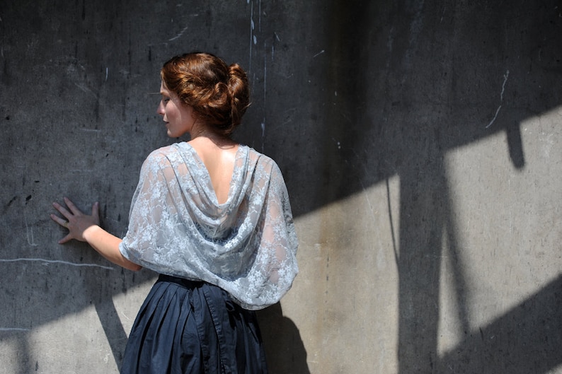 Gray Lace shawl For Bride