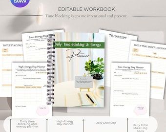 Daily Time Blocking and Energy Planner | Productivity Planner | Focus & Energy Management Printable