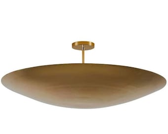 6 Light Mid Century Modern Flush Mount Chandelier – Raw Brass Sputnik Light Fixture