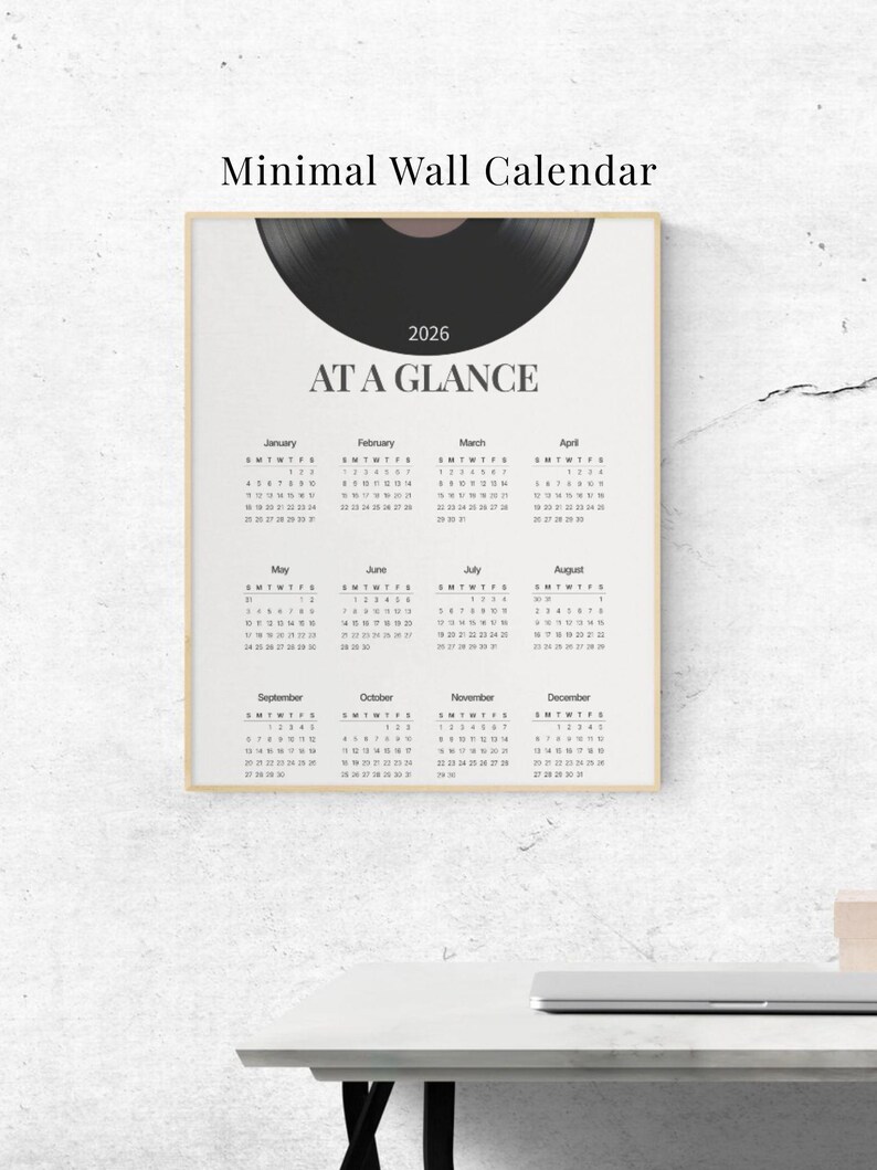 2026 at a Glance Calendar Printable – Minimal Yearly Wall Poster (soft ...