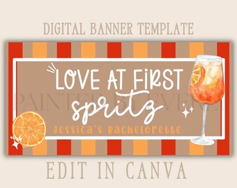 Aperol Spritz Bachelorette Banner Template | Editable Canva Bridal Party Decor (Digital Download) 30 x 60