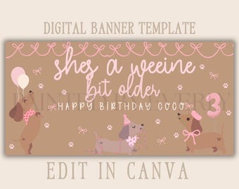 Ze is een heel klein beetje ouder | Bewerkbare canvasbanner | 30 x 60 zelfgeschilderd bord | Digitale download