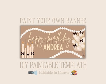 Szablon baneru urodzinowego | Edytowalny baner Canva | Duży baner na imprezę DIY | Układ 30x60 | Niestandardowy napis urodzinowy