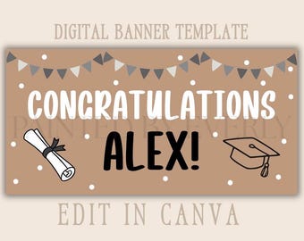 Graduation Banner | Editable Canva Banner | 30 x 60 DIY Painted Sign | Digital Download | Boy Grad