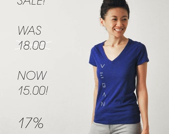 ON SALE! - Vegan Shirt: Royal Blue V-Neck Top