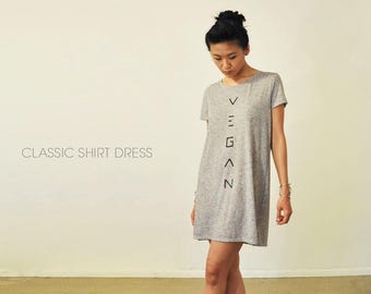 Vegan Black & White Mesh Long Shirt / Shirt Dress - LOVE PEACE VEGAN