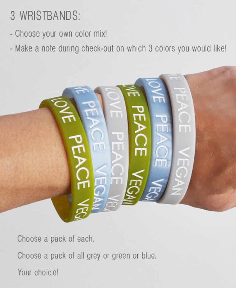 Vegan Accessories Multi Color Pack Wristbands Pack of 3 Etsy