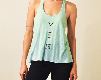 Veg Tank Top: Aqua Teal Racer Back