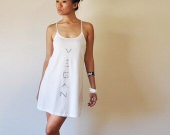Vegan Clothing: Simple White Dress (Size Medium)