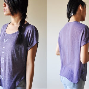 Vegan Clothing: Purple Split-Fabric Top Size M image 2