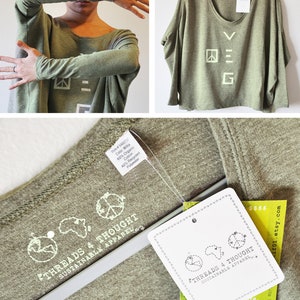 Veg Peace Clothing Organic Recycled Grey Green Angie Top Size M image 7