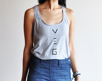 Vegan Clothing : Simple Grey Tank Top ( Size Large )