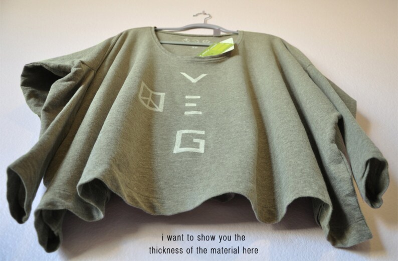 Veg Peace Clothing Organic Recycled Grey Green Angie Top Size M image 6