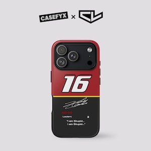 May include: A red, black, and yellow phone case with the number 16 in white. The case features a signature and the text "I am Stupid... I am Stupid..." The brand name "CASEFYX" is at the top.