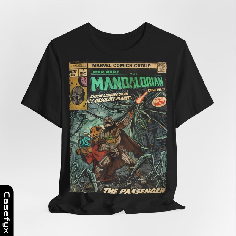 Mandalorian Stars Wars Vintage Comic Cover T-shirt: vintage uniseks T-shirt met print afbeelding 3
