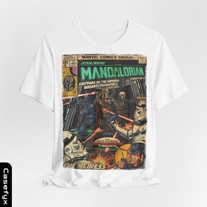 Mandalorian Comic Cover Tee | Star Wars Retro Graphic T-Shirt image 4
