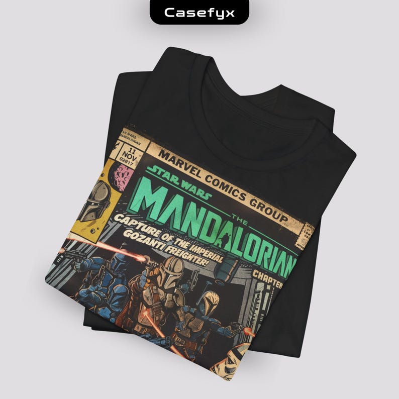 Mandalorian Comic Cover Tee | Star Wars Retro Graphic T-Shirt image 2