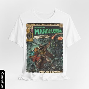 Mandalorian Stars Wars Vintage Comic Cover T-shirt: vintage uniseks T-shirt met print afbeelding 4