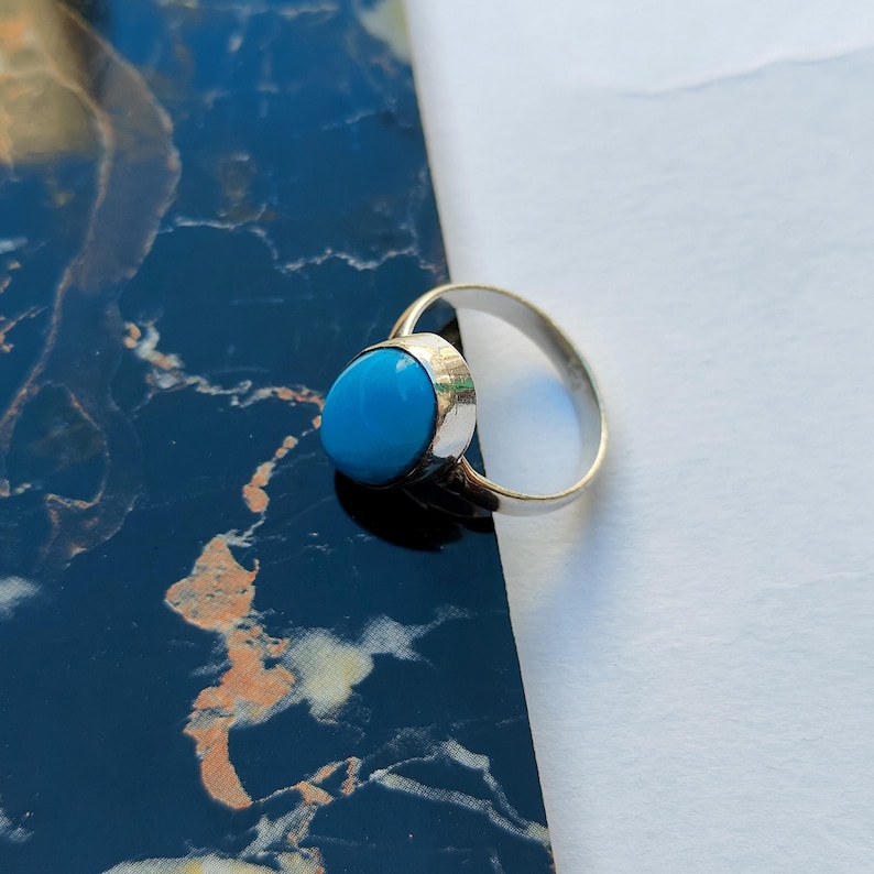 Sleeping Beauty Turquoise Ring Oval Shape 925 Sterling Silver Handmade ...