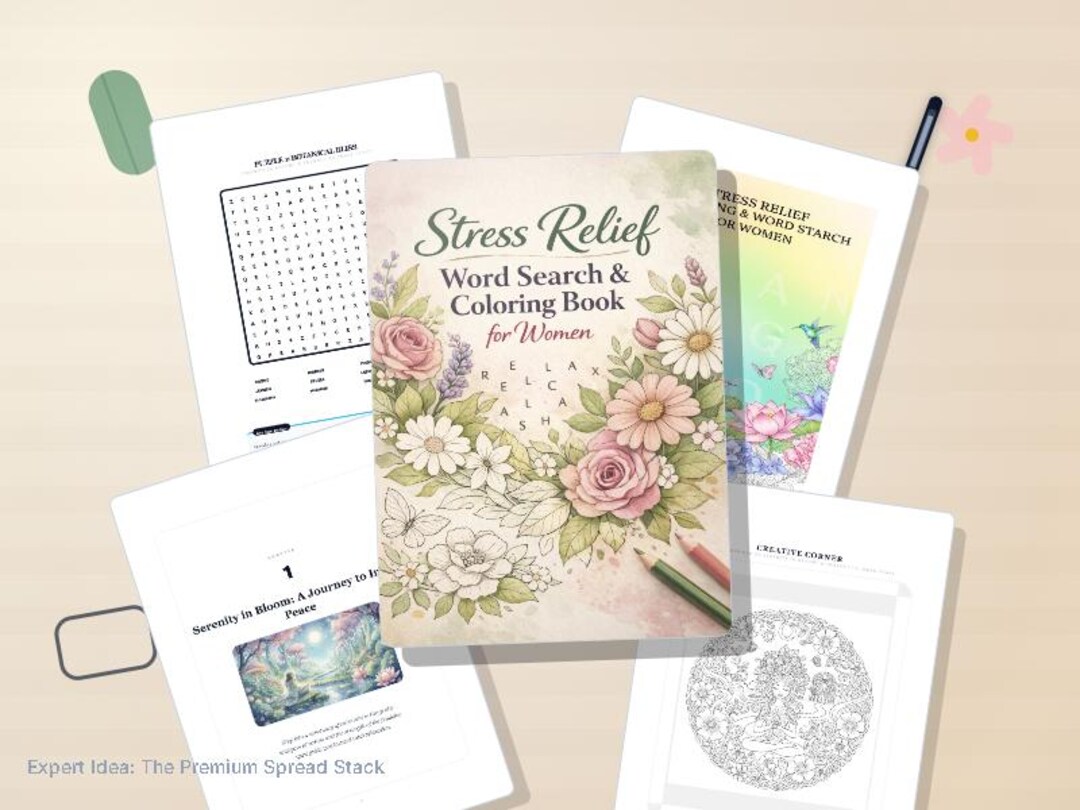 Stress Relief Word Search Coloring Book for Women | Mindfulness Puzzles ...
