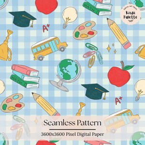 Back to School Digital Paper, Cute School Supplies, School Seamless Pattern, Classroom Pattern I Hand-drawn 12x12" Seamless pattern